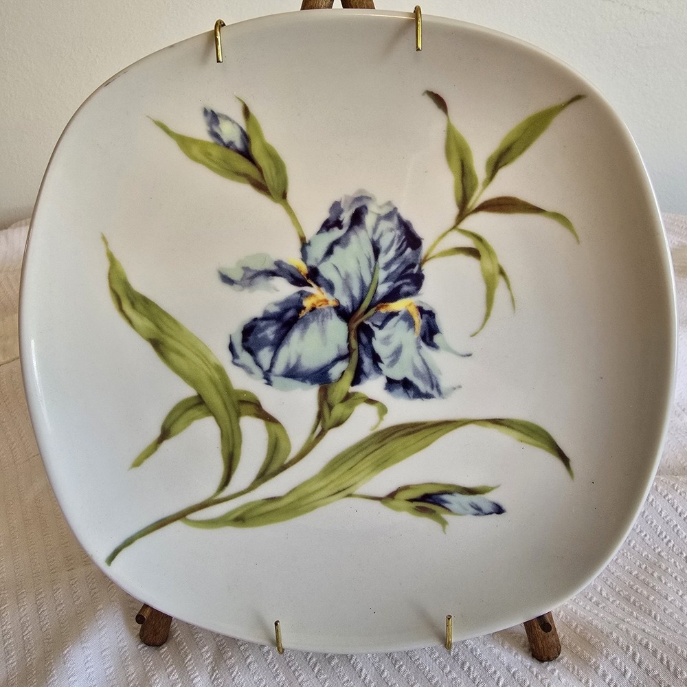 Vintage I. Godinger & Co. Square Blue Iris Salad Plate